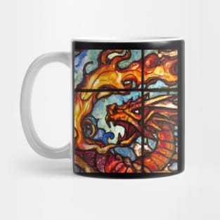 Red Dragon Breathing Fire Stained Glass Mug